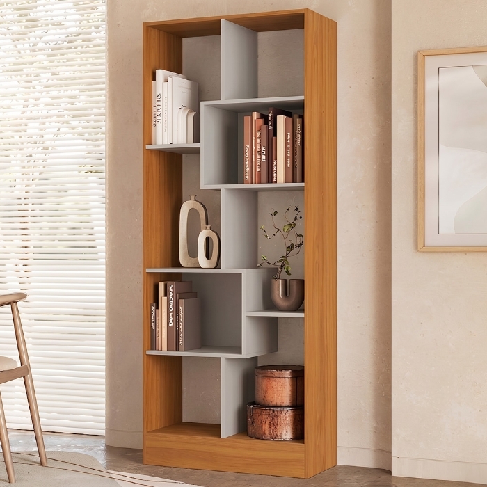Estante Livreiro 73cm Com Nichos Dora Cinamomo/Off Z49 - Mpozenato