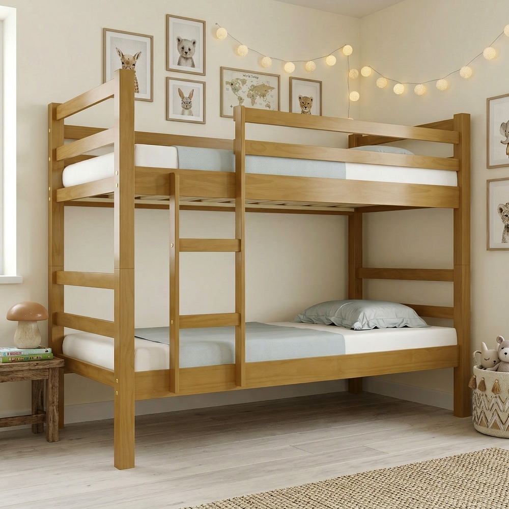 Cama Beliche Solteiro 188x88cm Com Escada Fixa Luca Imbuia B11 - Mpozenato