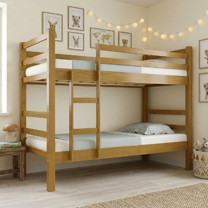 Cama Beliche Solteiro 188x88cm Com Escada Fixa Luca Imbuia B11 - Mpozenato