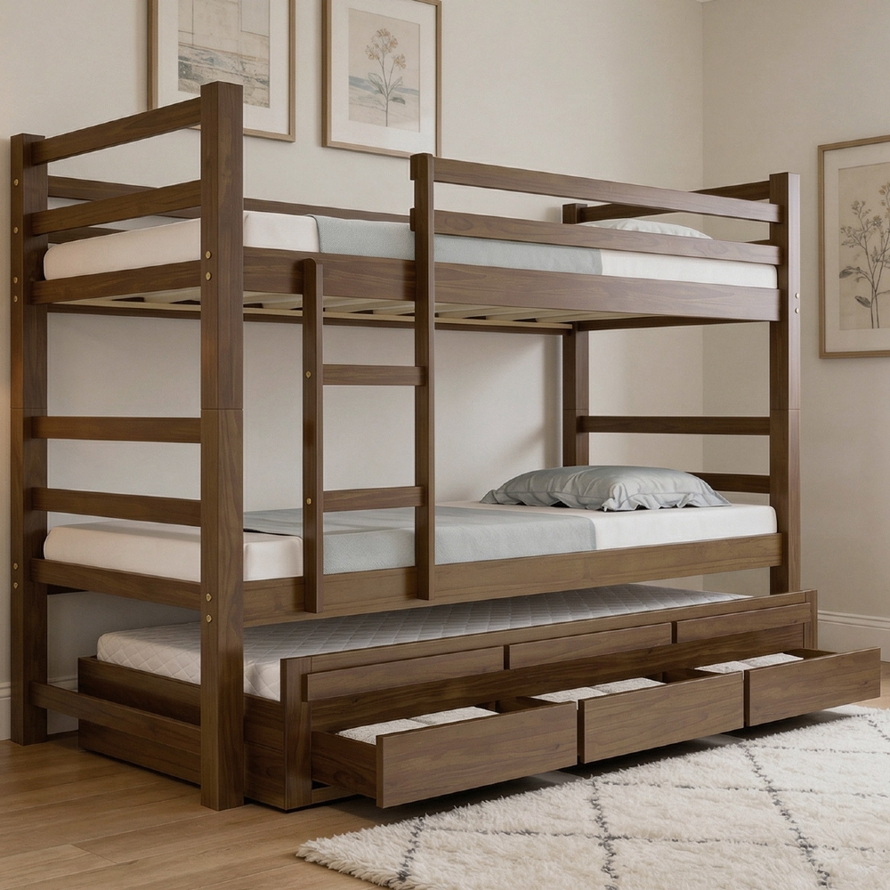 Cama Treliche Solteiro 188x88cm 3 Gavetas Com Escada Luca Castanho B11 - Mpozenato