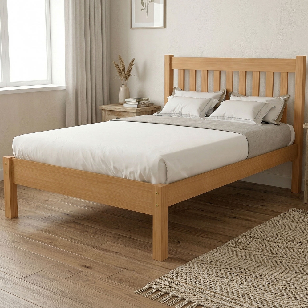 Cama Casal 140cm Com Cabeceira Ripada Alix Mel B11 - Mpozenato