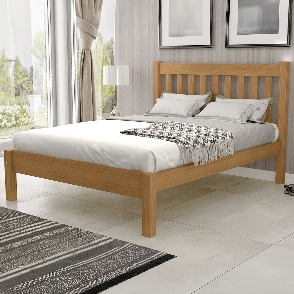 Cama Casal Queen 160cm Com Cabeceira Ripada Alix Mel B11 - Mpozenato