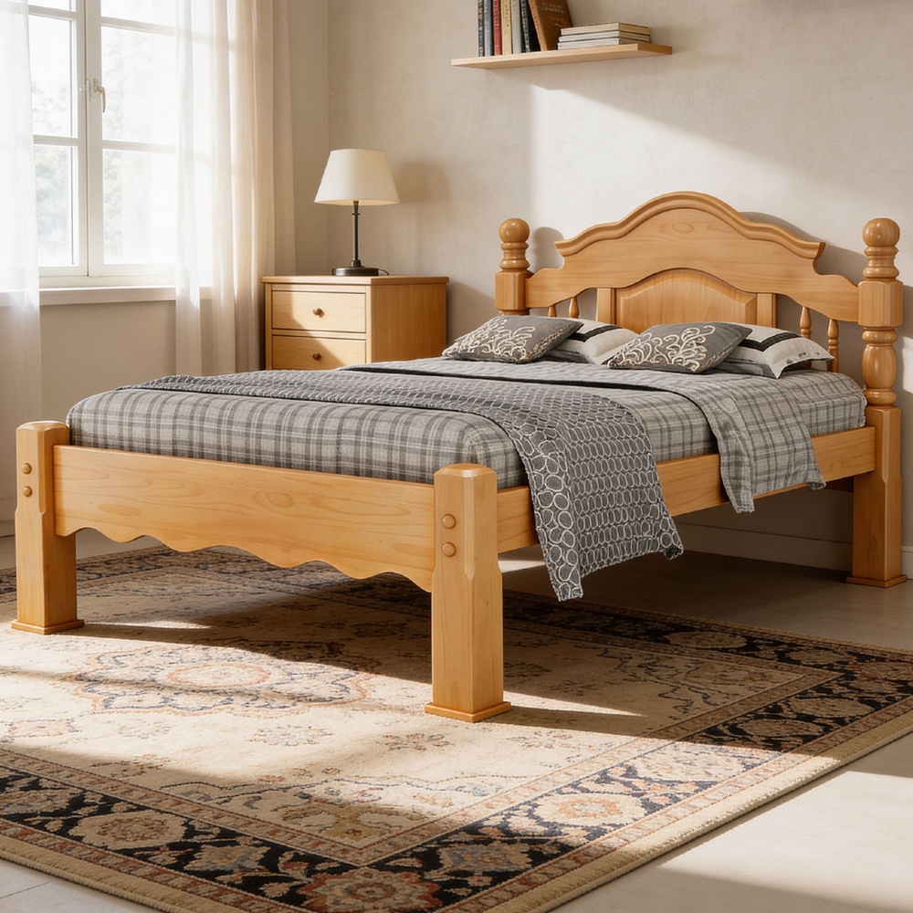 Cama Casal Queen 160cm Madeira Maciça Torneada Andry Mel B11 - Mpozenato