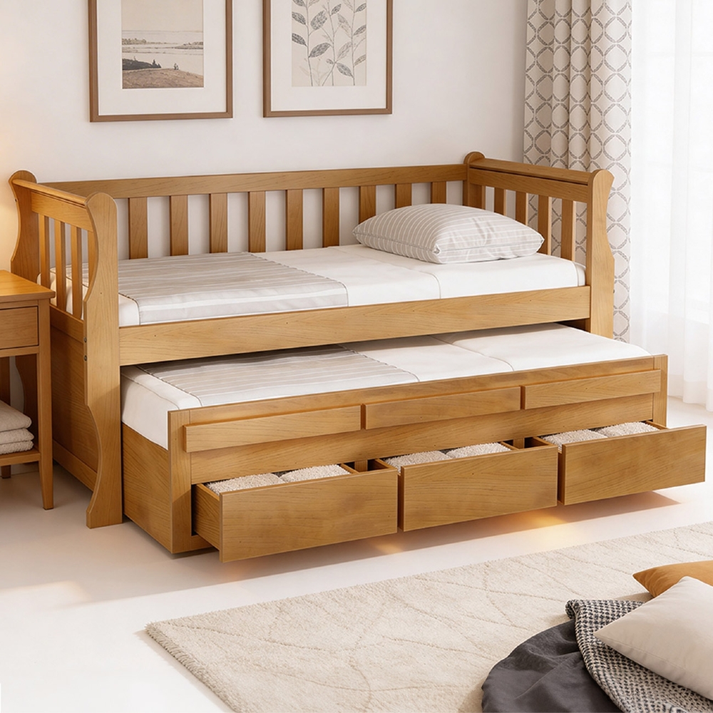 Cama Solteiro Com Auxiliar 188x88cm 3 Gavetas Klaris Imbuia B11 - Mpozenato