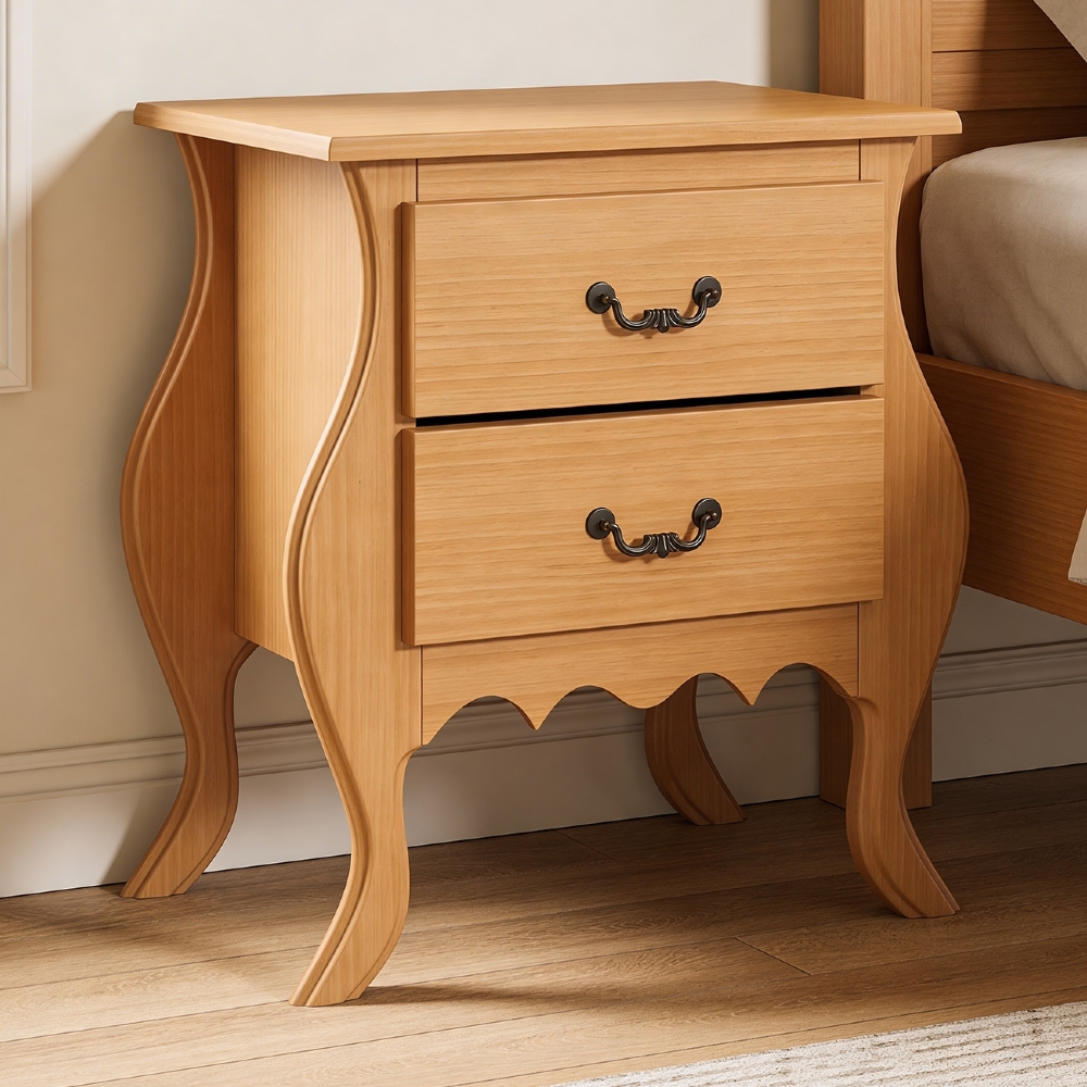 Mesa de Cabeceira Quarto 60cm 2 Gavetas Madeira Maciça Grix Mel B11 - Mpozenato