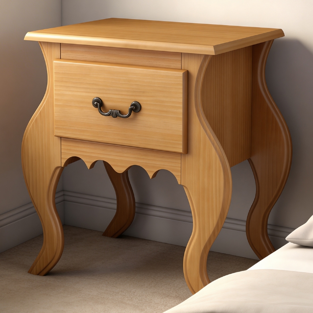 Mesa de Cabeceira Quarto 50cm 1 Gaveta Madeira Maciça Grix Mel B11 - Mpozenato