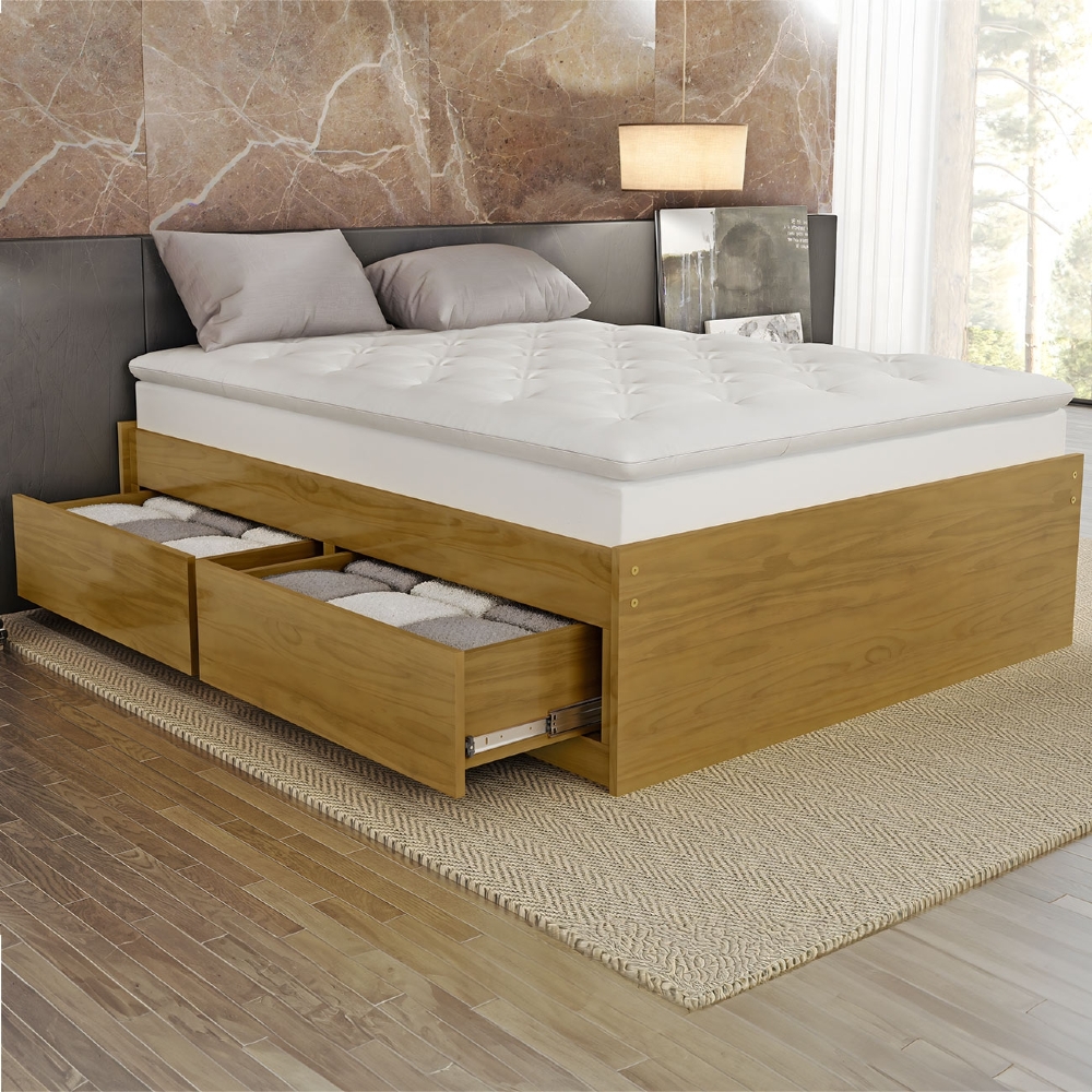 Cama Casal Base Box 140cm 4 Gavetas Libon Mel B11 - Mpozenato