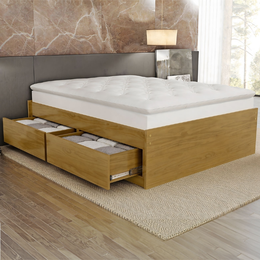 Cama Casal Queen Base Box 160cm 4 Gavetas Libon Mel B11 - Mpozenato