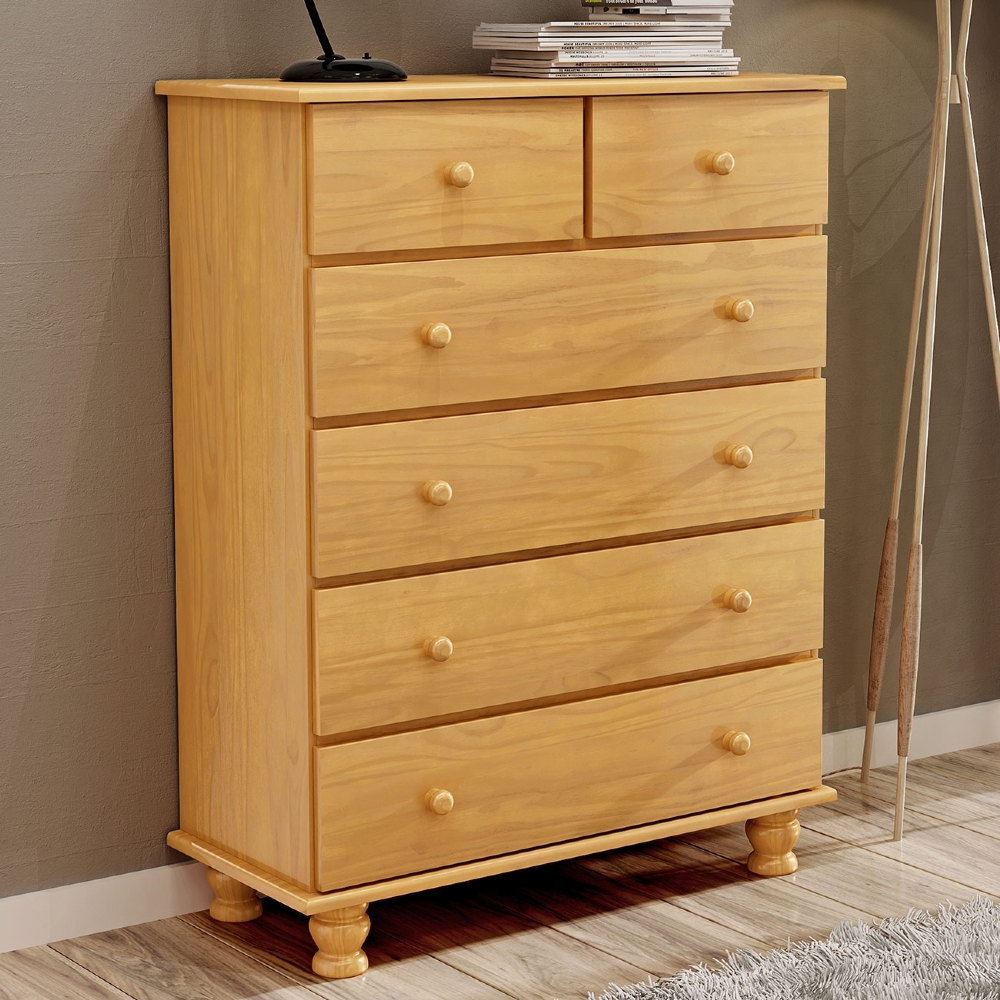 Cômoda Quarto 97cm 6 Gavetas Madeira Maciça Conor Mel B11 - Mpozenato