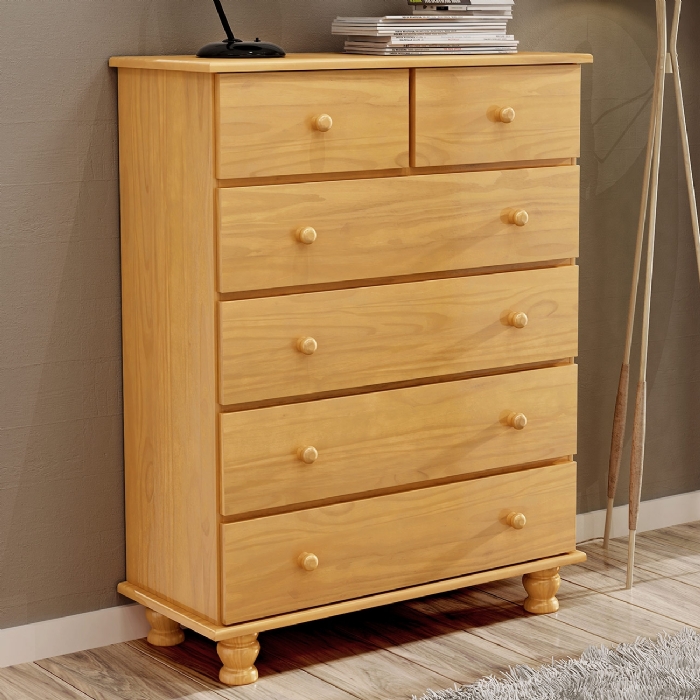 Cômoda Quarto 97cm 6 Gavetas Madeira Maciça Conor Mel B11 - Mpozenato