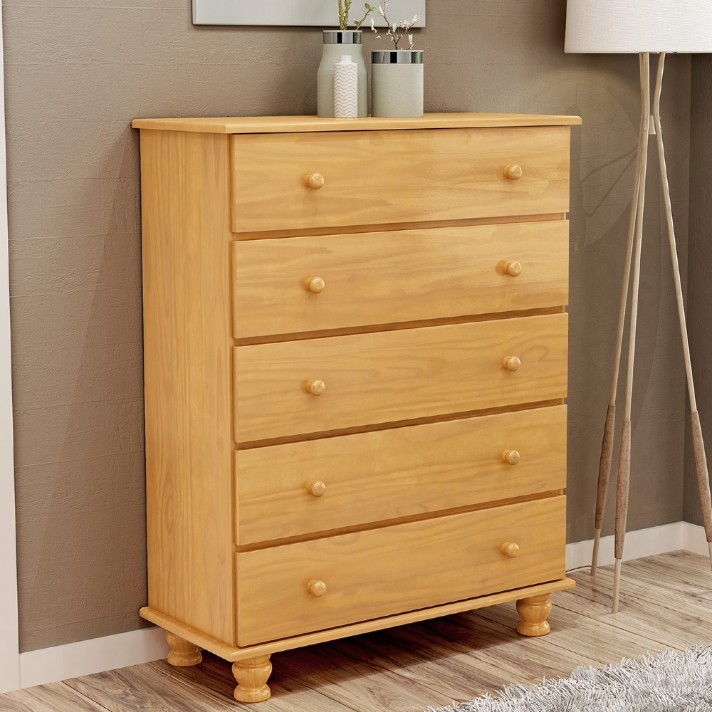 Cômoda Quarto 97cm 5 Gavetas Madeira Maciça Conor Mel B11 - Mpozenato