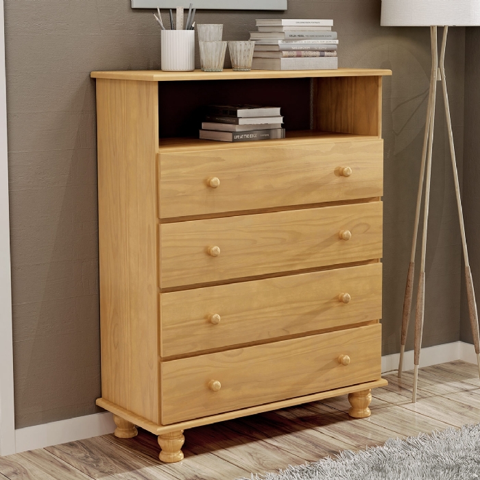 Cômoda Quarto 97cm 4 Gavetas Madeira Maciça Conor Mel B11 - Mpozenato