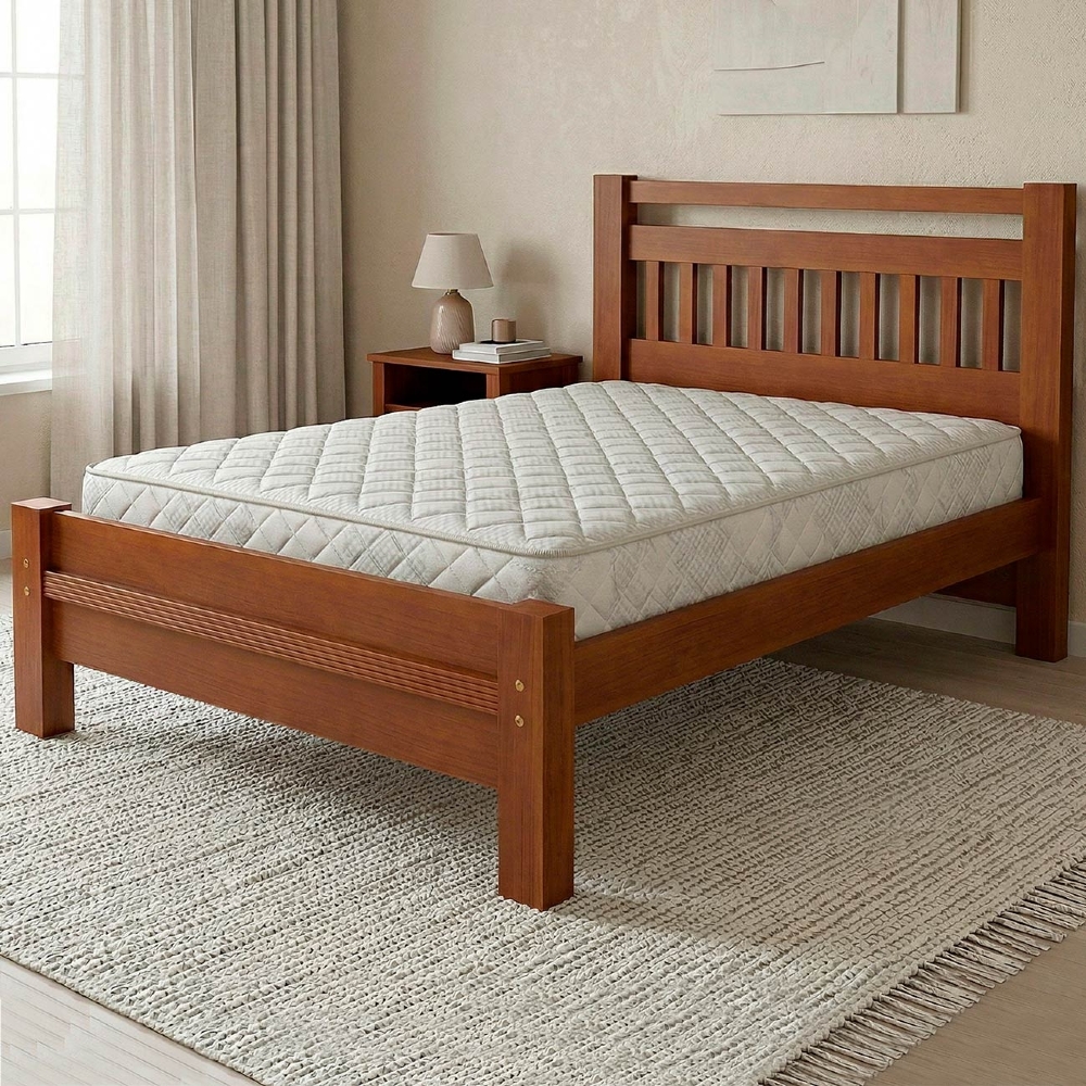 Cama Casal Queen 160cm Madeira Maciça Orlex Avelã B11 - Mpozenato