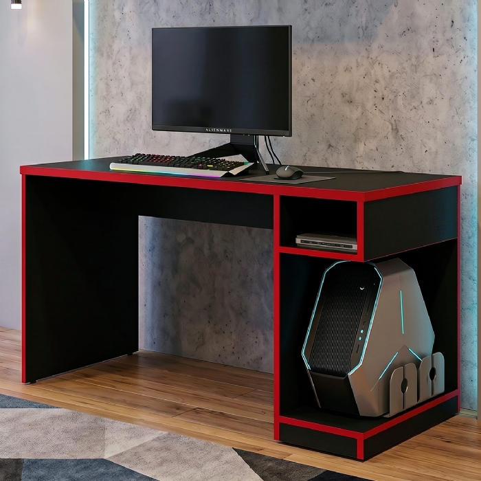 Mesa Para Computador Notebook Gamer X Preto/Vermelho - Fit Mobel