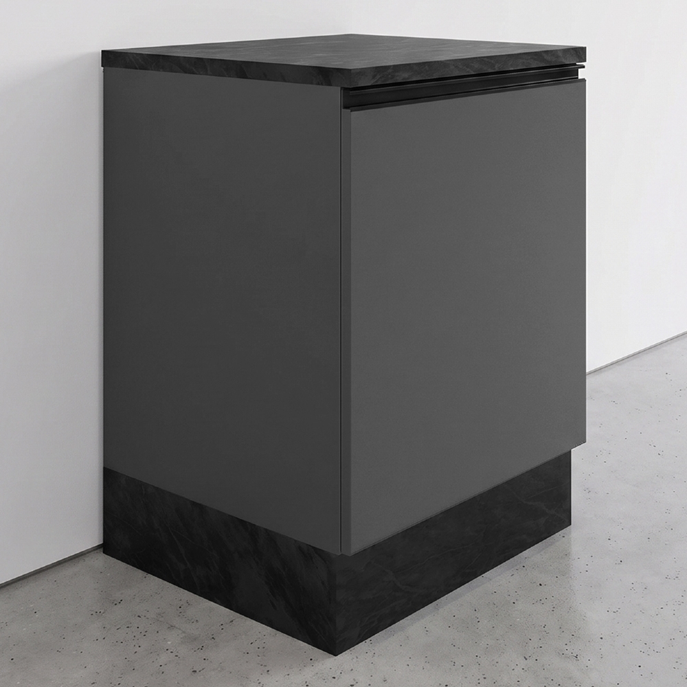 Balcão de Cozinha 58cm 1 Porta Grace Grafite Z44            - Mpozenato