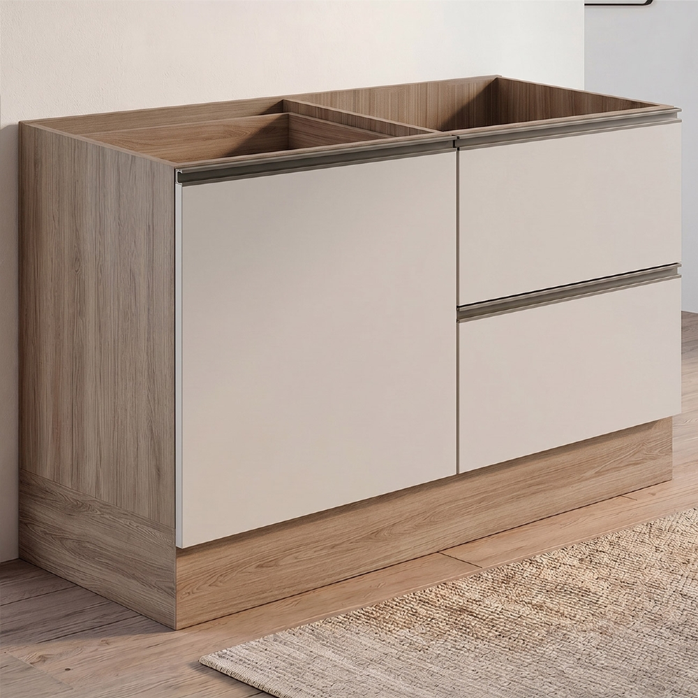 Balcão de Cozinha Para Pia 120cm Grace Carvalho Oak/Off White Z44 - Mpozenato