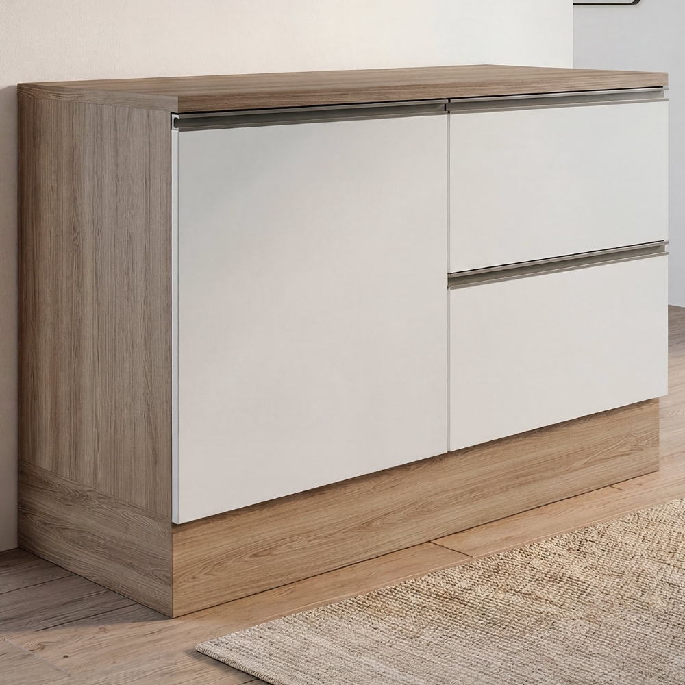 Balcão de Cozinha e Tampo 120cm Grace Carvalho Oak/Off White Z44 - Mpozenato