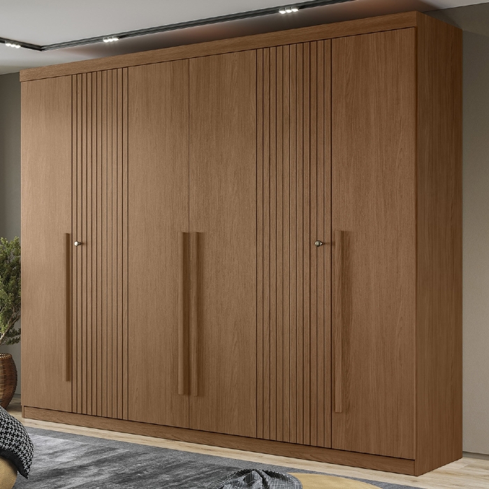 Guarda Roupa Casal 232cm 6 Portas 4 Gavetas Zain Jatobá S01 - Mpozenato