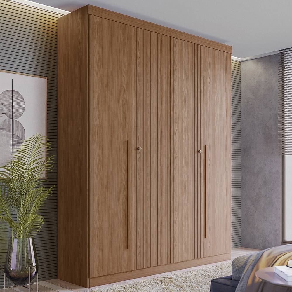 Guarda Roupa Solteiro 155cm 4 Portas 2 Gavetas Zain Jatobá S01 - Mpozenato