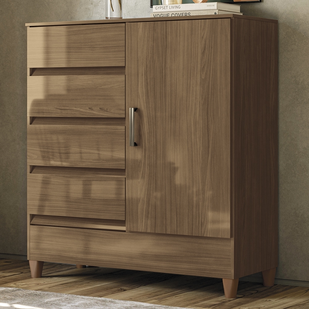 Cômoda Quarto 90cm 8 Gavetas 1 Porta Thales Jequitibá S01 - Mpozenato