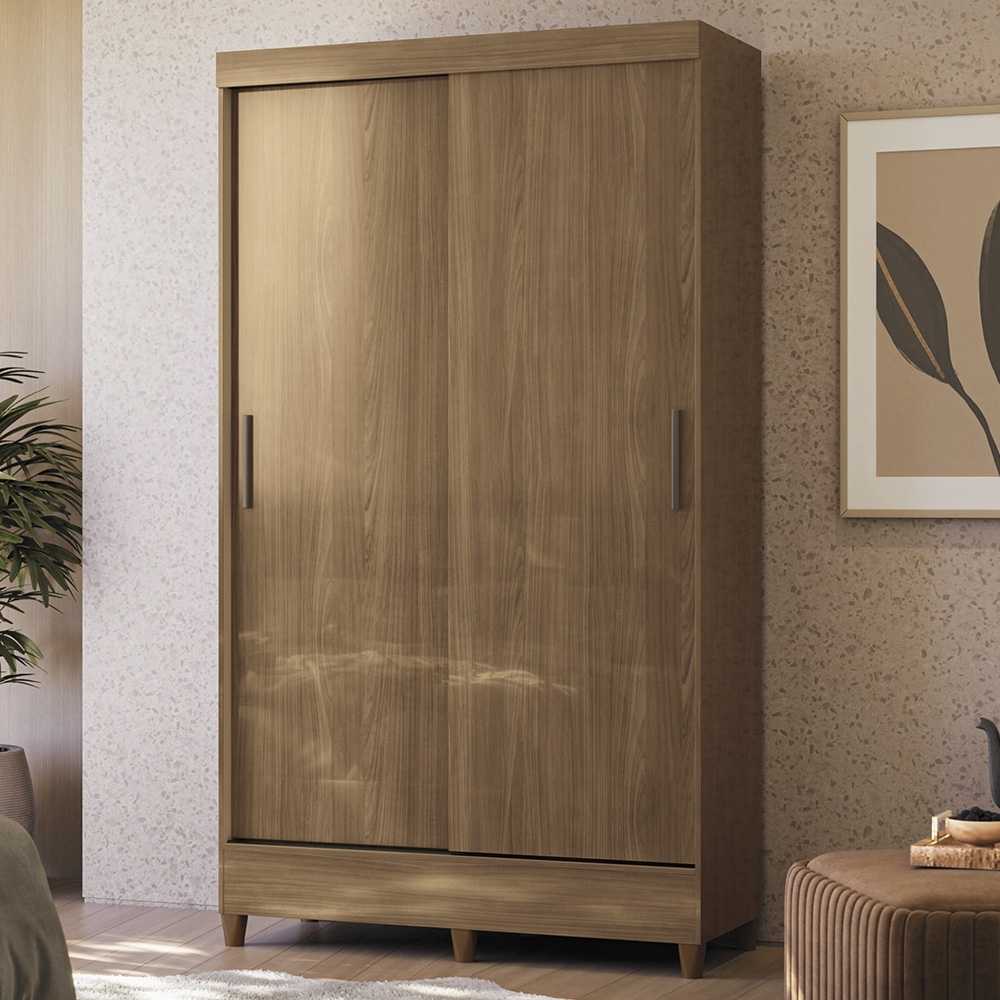  Guarda Roupa Solteiro 107cm 2 Portas Deslizante Thales Jequitibá S01 - Mpozenato