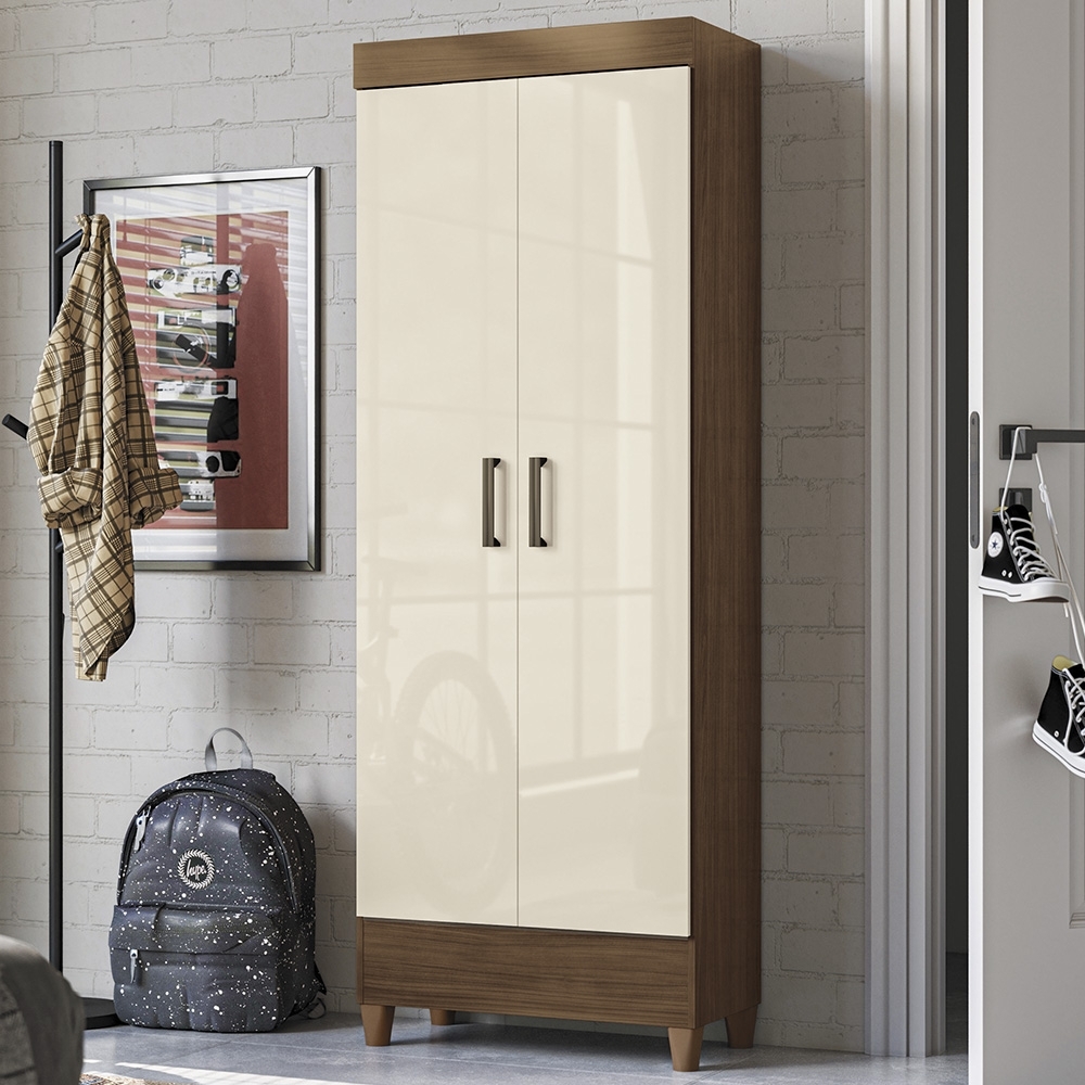 Armário Multiuso 60cm 2 portas Thales Jequitibá/Off S01 - Mpozenato