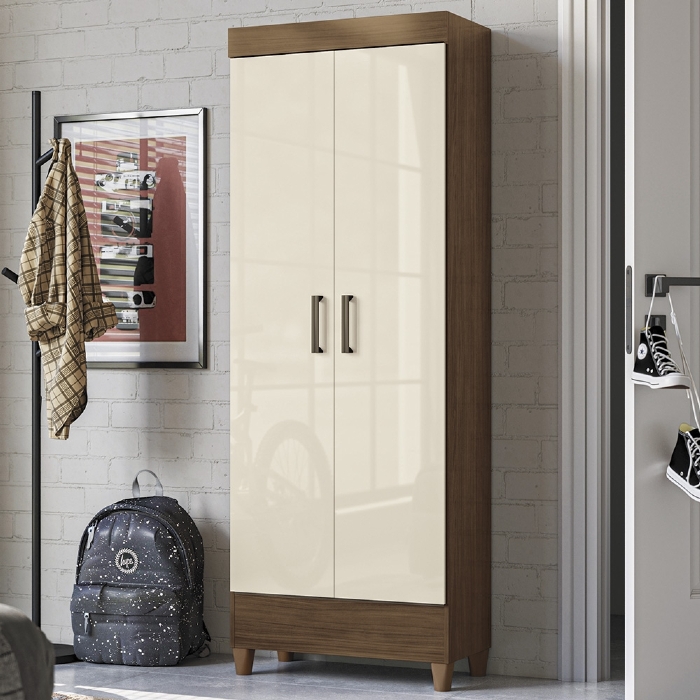 Armário Multiuso 60cm 2 portas Thales Jequitibá/Off S01 - Mpozenato
