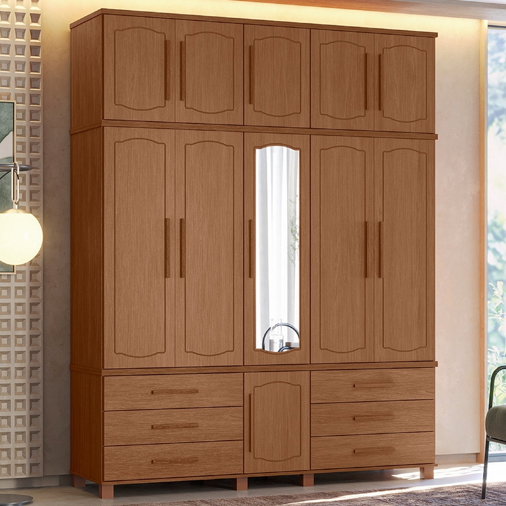 Guarda Roupa Casal 192cm 11 Portas Com Espelho Tóquio Jatobá S01 - Mpozenato