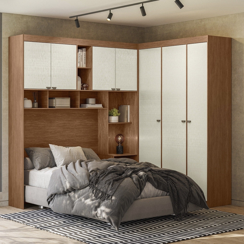 Guarda Roupa Casal Modulado 140cm Vincenzo Jatobá/Areia S01 - Mpozenato