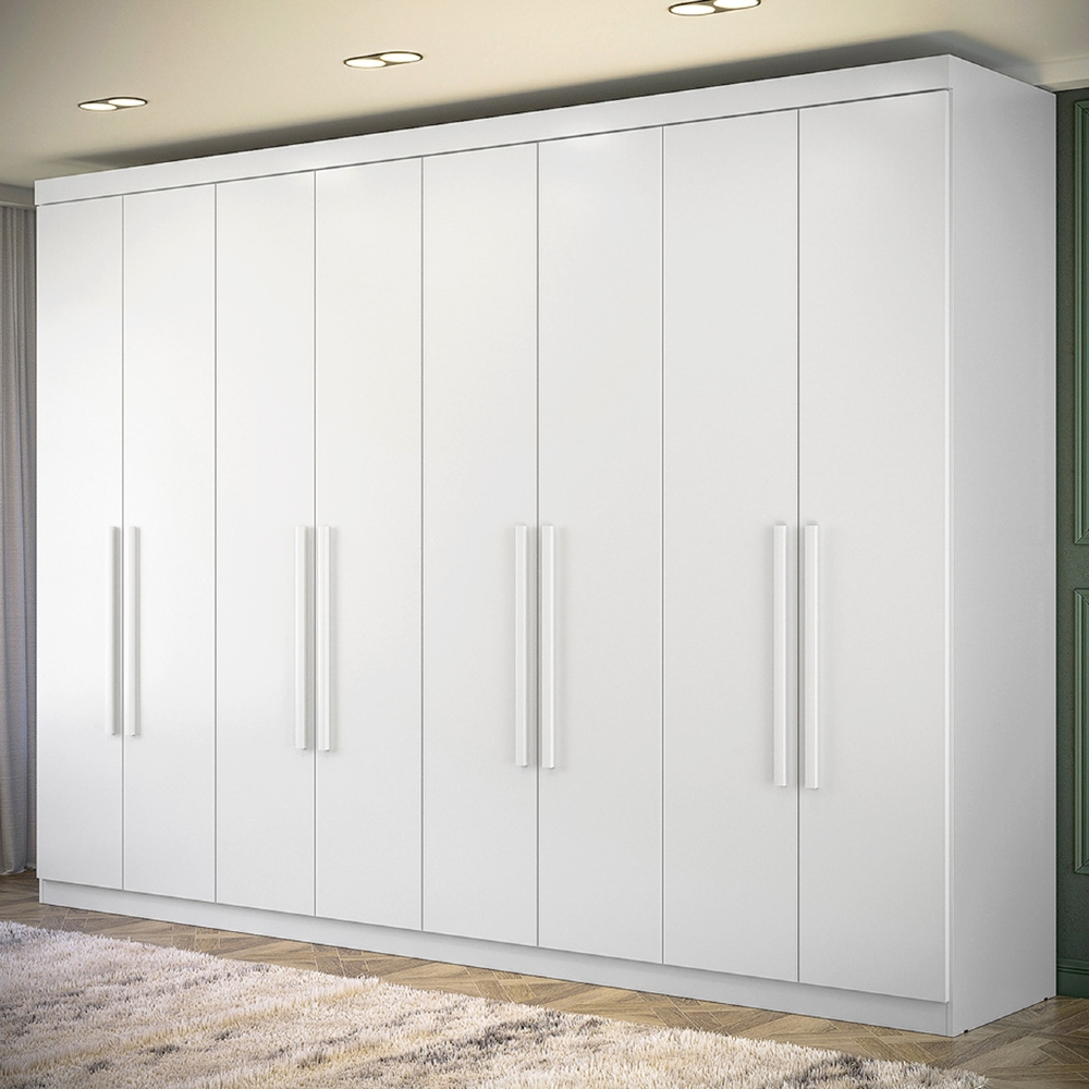 Guarda Roupa Casal 239cm 8 Portas 4 Gavetas Vortex Branco S01 - Mpozenato