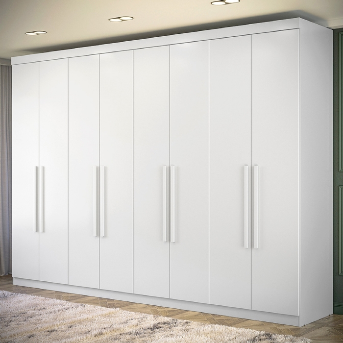 Guarda Roupa Casal 239cm 8 Portas 4 Gavetas Vortex Branco S01 - Mpozenato