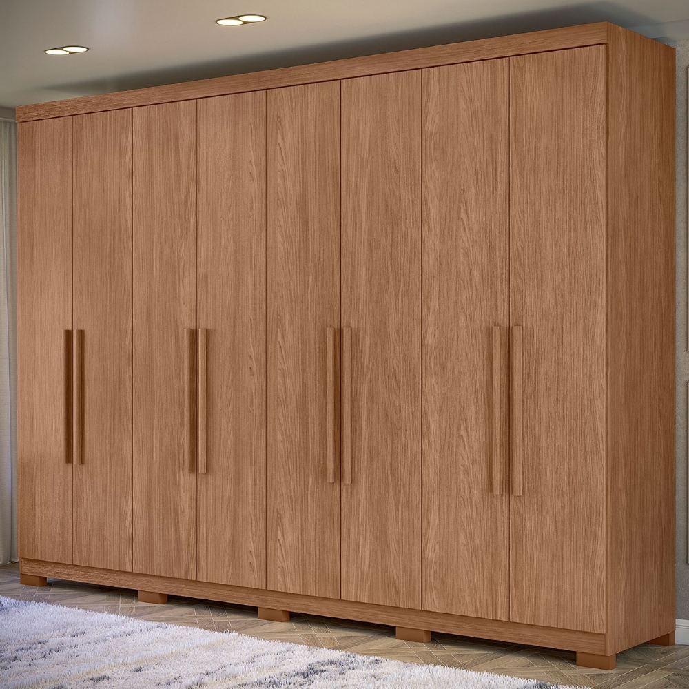 Guarda Roupa Casal 239cm 8 Portas 4 Gavetas Com Pés Vortex Jatobá S01 - Mpozenato