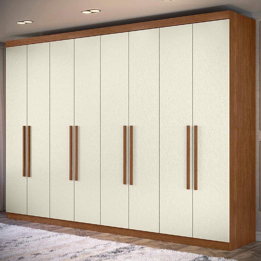 Guarda Roupa Casal 239cm 8 Portas 4 Gavetas Vortex Jatobá/Areia S01 - Mpozenato