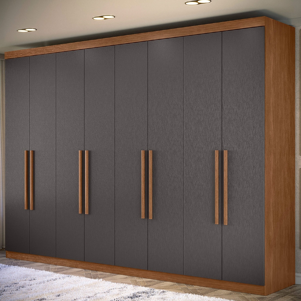 Guarda Roupa Casal 239cm 8 Portas 4 Gavetas Vortex Jatobá/Grafite S01 - Mpozenato