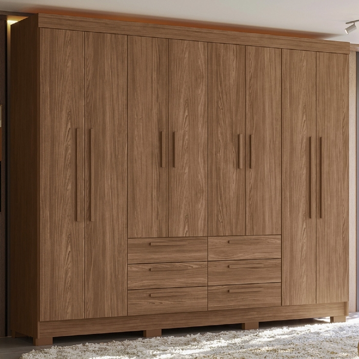 Guarda Roupa Casal 212cm 8 Portas 6 Gavetas Valenza Jatobá S01 - Mpozenato
