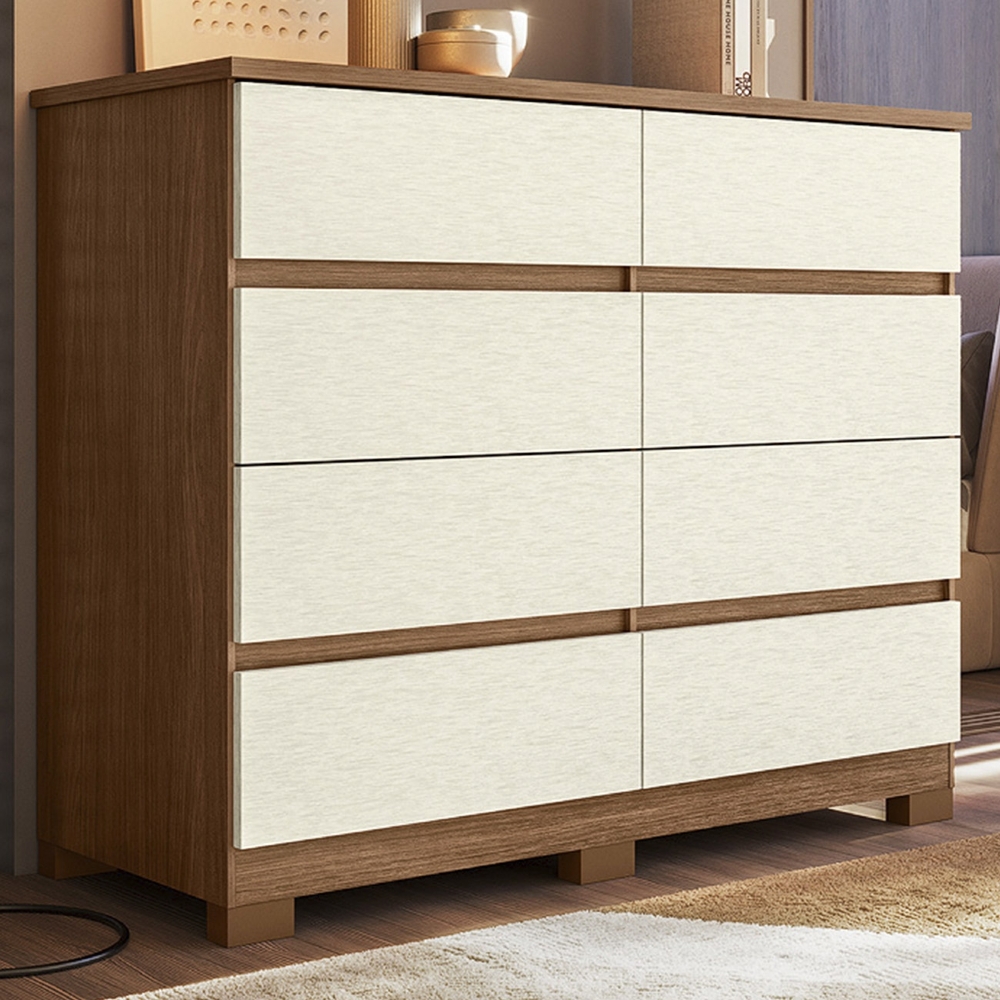 Cômoda Quarto 136cm 8 Gavetas Morin Jatobá/Areia S01 - Mpozenato