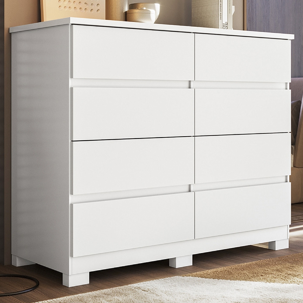 Cômoda Quarto 136cm 8 Gavetas Morin Branco S01 - Mpozenato