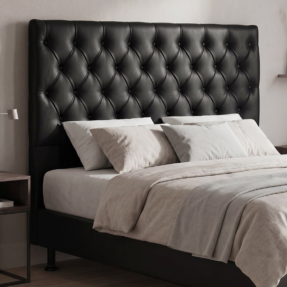 Cabeceira Cama Box Casal 140cm Cristal Sintético Preto - MV Estofados