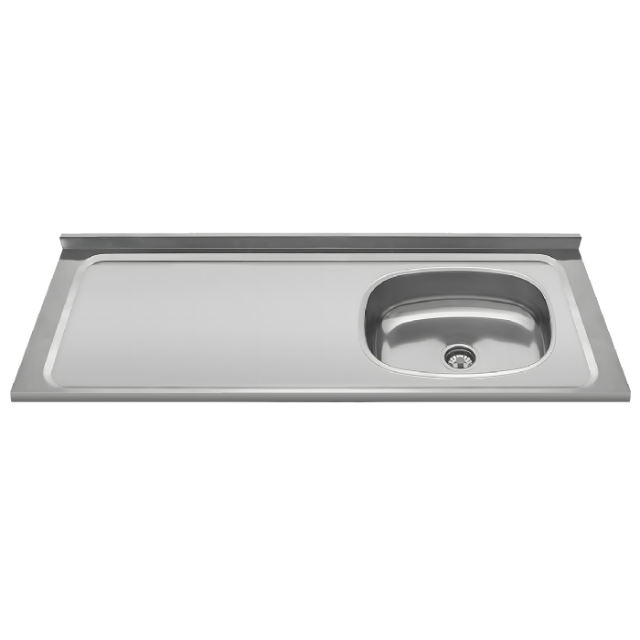 Pia de Cozinha com Cuba Deslocada Direita Ávila 120cm Aço Inox G01 - Mpozenato