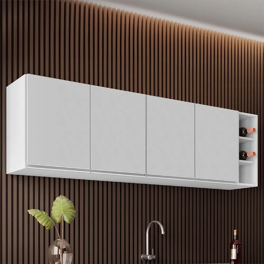 Armário de Cozinha Aéreo 180cm 4 Portas Vitória Branco - Lumil