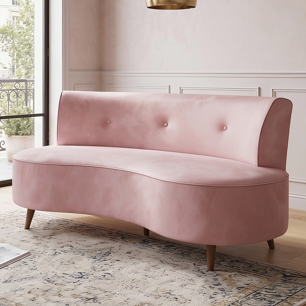 Sofá 2 Lugares para Sala Living 135cm Pés Palito Korah Z08 Veludo Rosê - Mpozenato