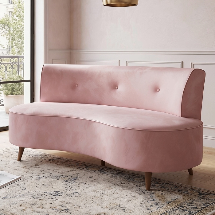 Sofá 2 Lugares para Sala Living 135cm Pés Palito Korah Z08 Veludo Rosê - Mpozenato