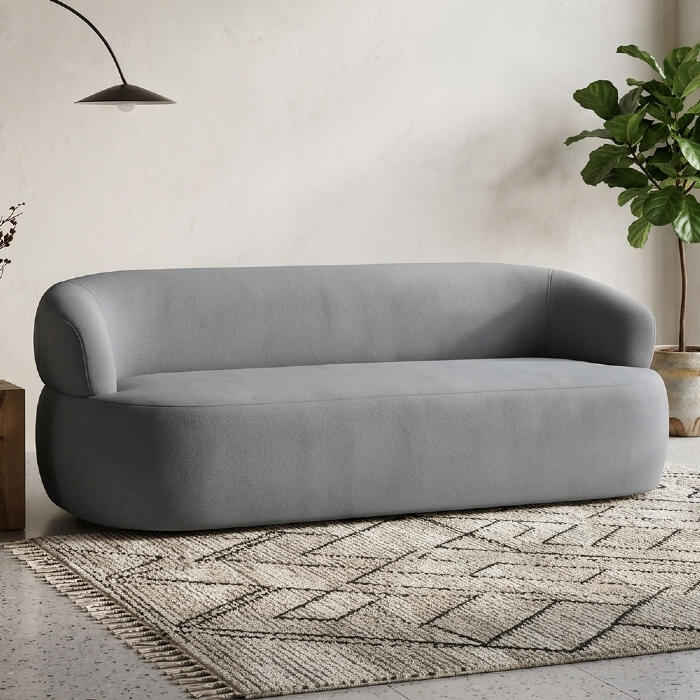Sofá 2 Lugares Living Orgânico Sala de Estar 140cm Conka F05 Boucle Cinza - Mpozenato
