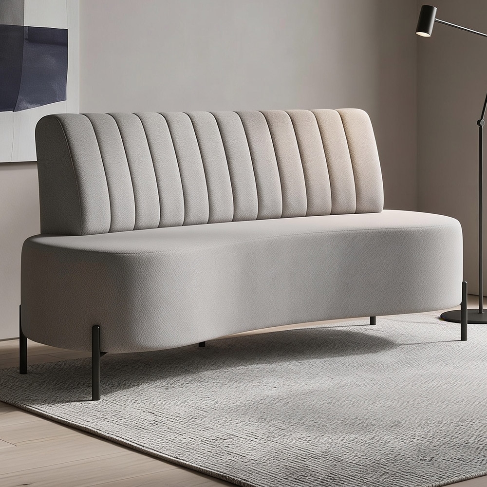 Sofá 2 Lugares 160cm Pés Aço Preto Tamar Z08 Linho Cinza - Mpozenato