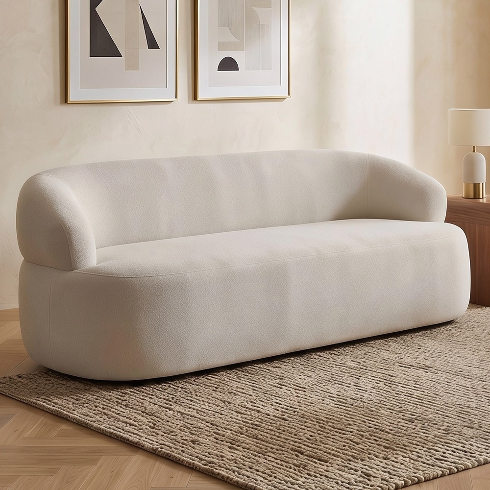 Sofá 2 Lugares Living Orgânico Sala de Estar 140cm Conka F05 Boucle Bege - Mpozenato
