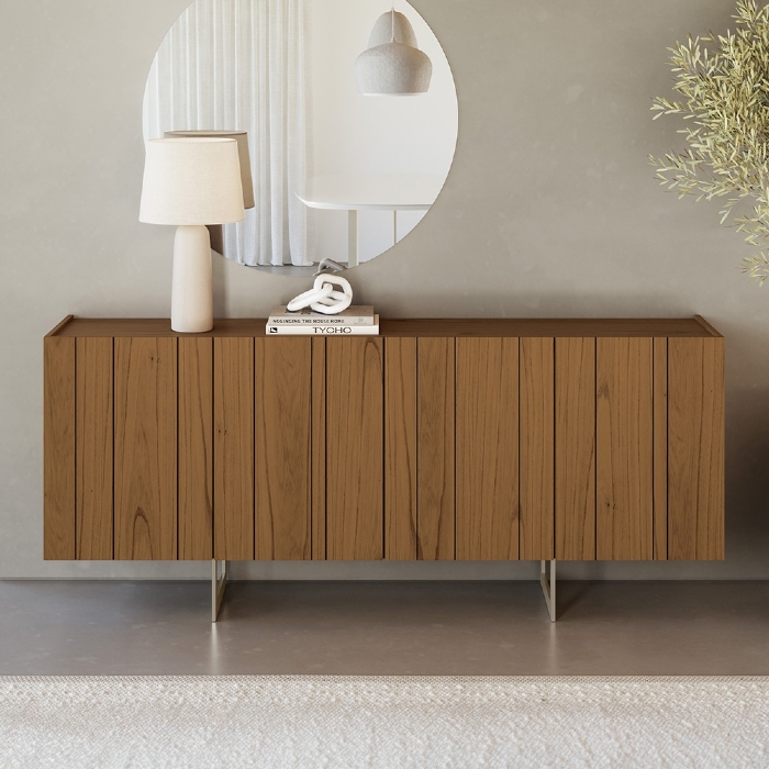 Buffet Aparador 180cm 4 Portas Lyon N02 Cinamomo/Champanhe - Mpozenato
