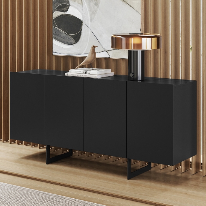 Buffet Aparador 160cm 4 Portas Melun N02 Preto - Mpozenato