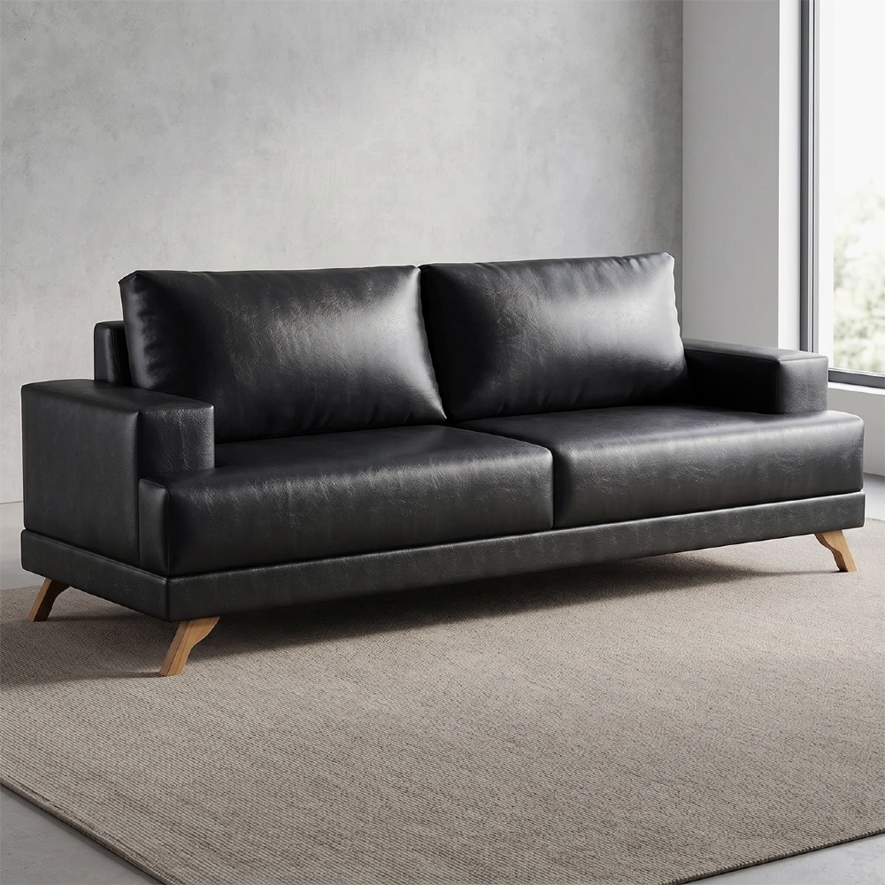 Sofá 2 Lugares 160cm Living Pés Curvos Santi D05 Sintético Preto - Mpozenato