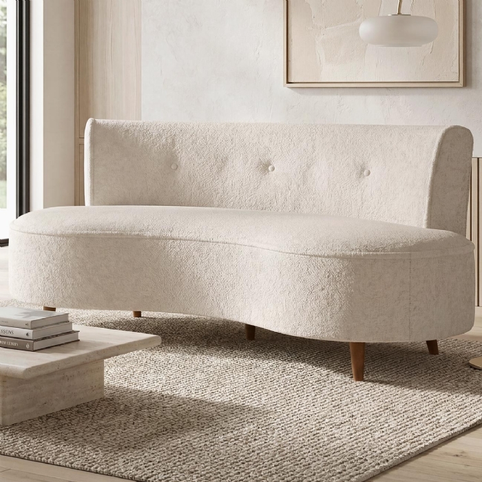 Sofá 2 Lugares para Sala Living 135cm Pés Palito Korah Z08 Boucle Bege - Mpozenato
