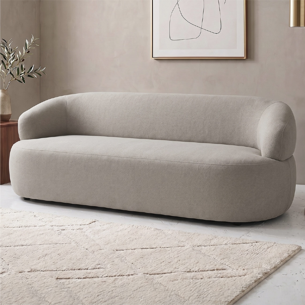 Sofá 3 Lugares Living Orgânico Sala de Estar 170cm Conka F05 Boucle Bege - Mpozenato